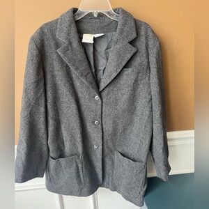 Newport News Women’s Vintage Grey Charcoal Wool Blazer Size 14